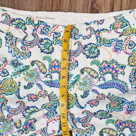 Talbots 12p Perfect Skimmer Capri Paisley Print Blue yellow - Picture 6 of 7